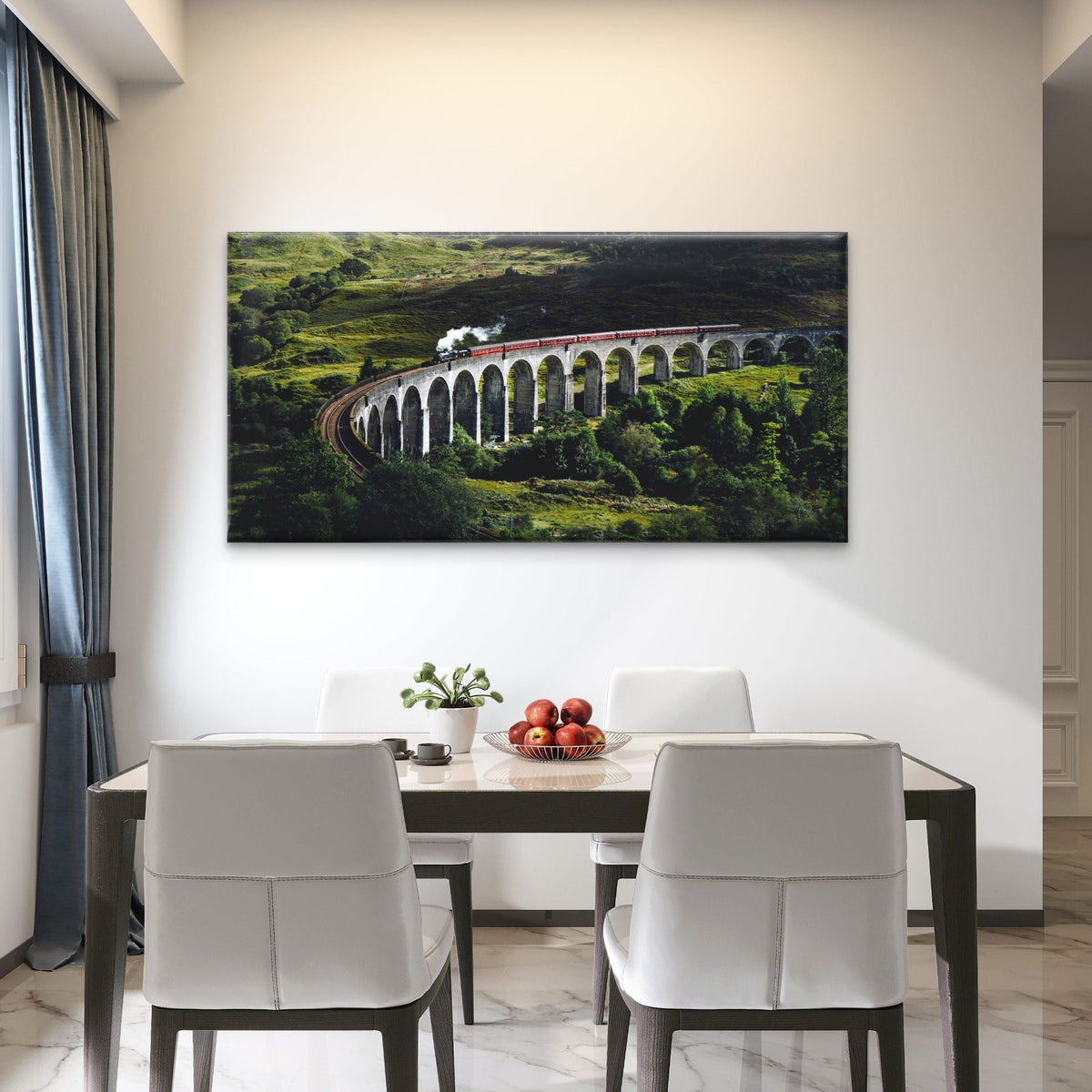 Glenfinnan Viaduct Steam Train Wall Art Canvas Office Home Room Framed 80x45cm