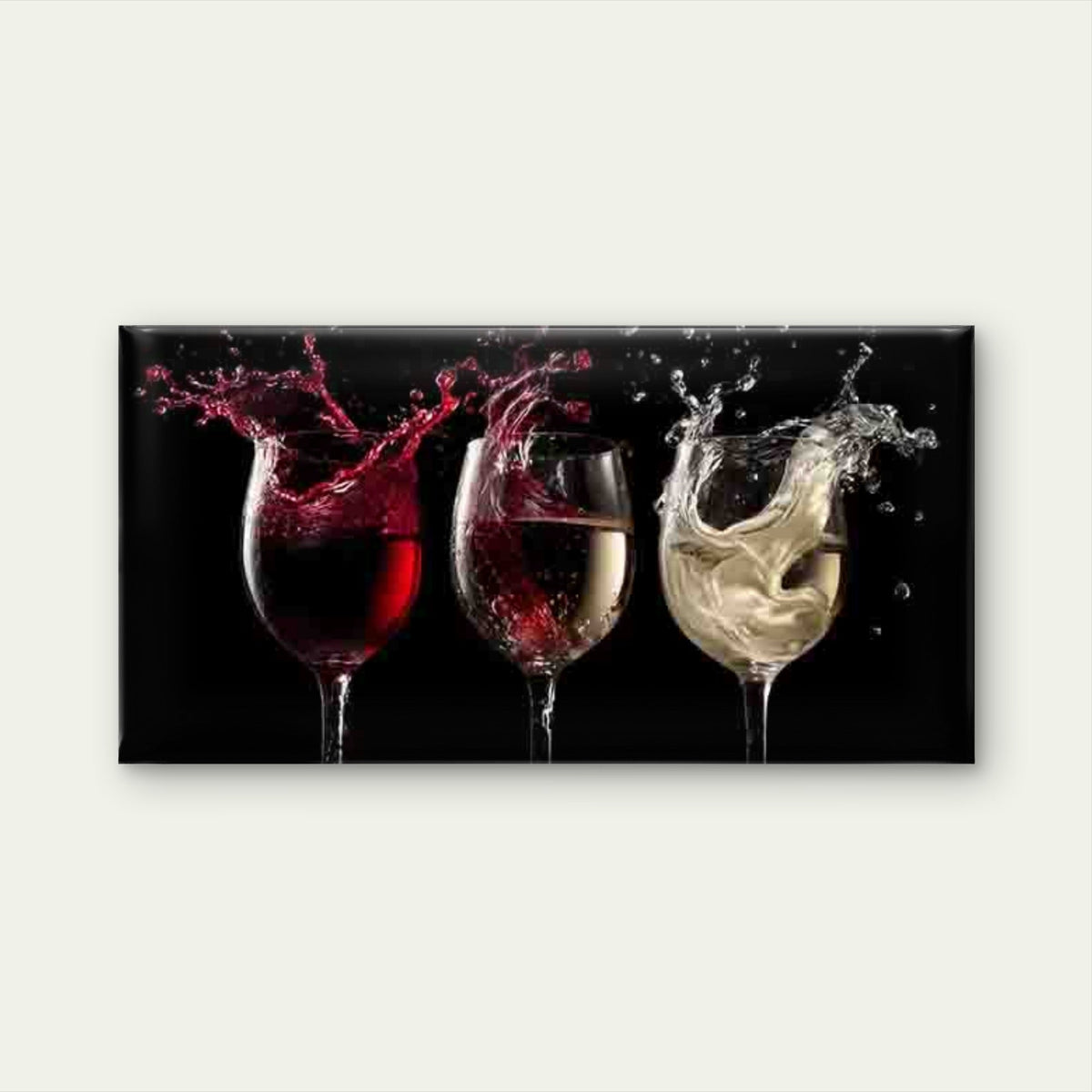 Red White And Rosé Wine Glass Wall Art Canvas Office Home Room Framed 120x60cm