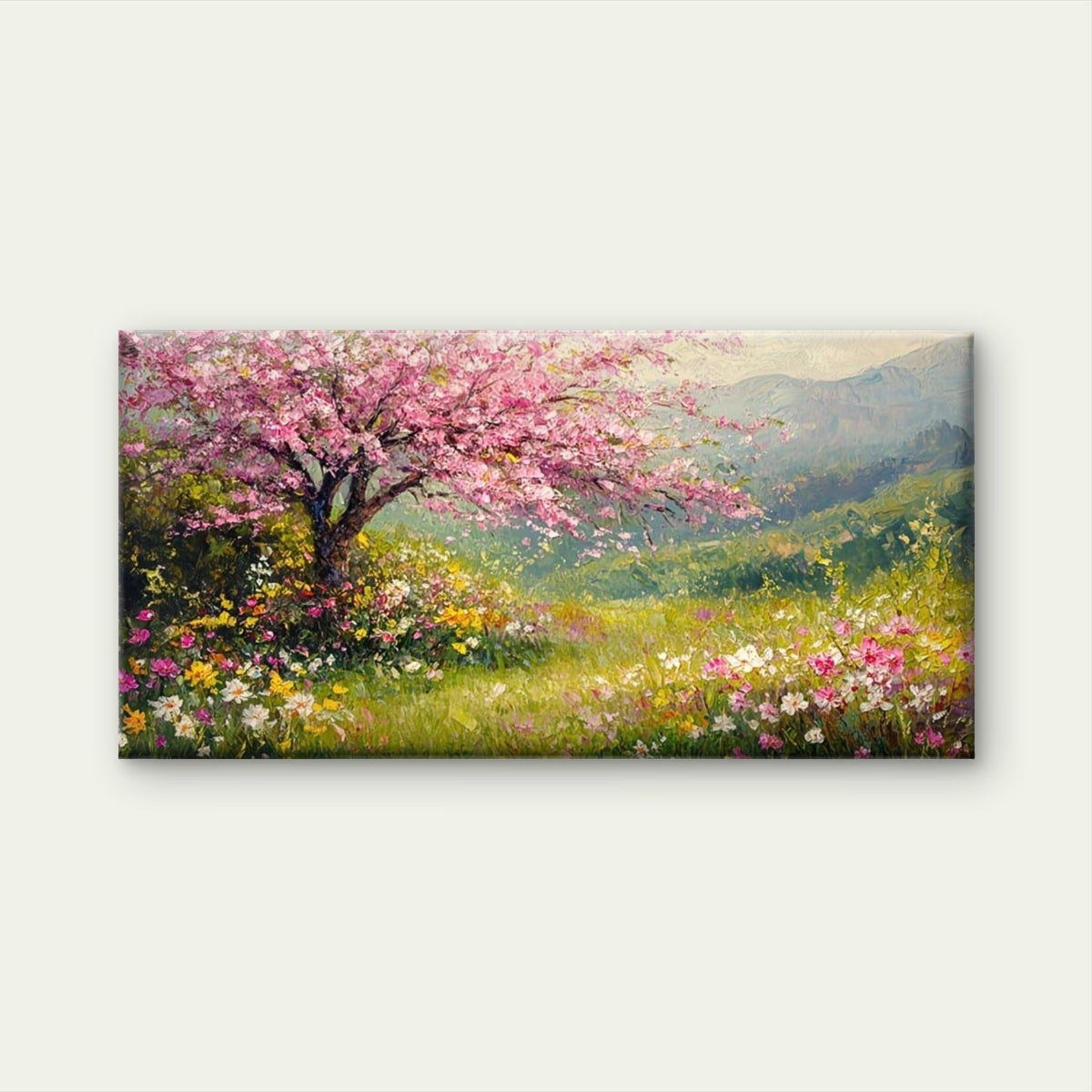 Spring Blossom Garden Wall Art Canvas Office Home Room Framed 80x45cm