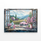 Vintage Truck in Village & Pink Flowers Window Print 100% Australian Made 60x40cm Stretched Canvas Ready to Hang