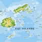 Fiji Islands Highly Physical Map Print 100% Australian Made Stretched Canvas Ready to Hang - MP-119