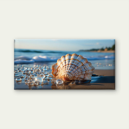 Ocean Beach Seashell Sunny Shore Wall Art Canvas Office Home Framed 80x45cm