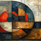 Mid Century Geometric Modern Texture Abstract Circle Wall Art Canvas Office Home Framed 120x60cm