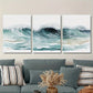 3pcs Ocean waves watercolor painting Metal Print Ready to Hang Art