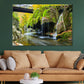 Mossy Rocks & Water Cascading Print 100% Australian Made Stretched Canvas Ready to Hang - NT-119