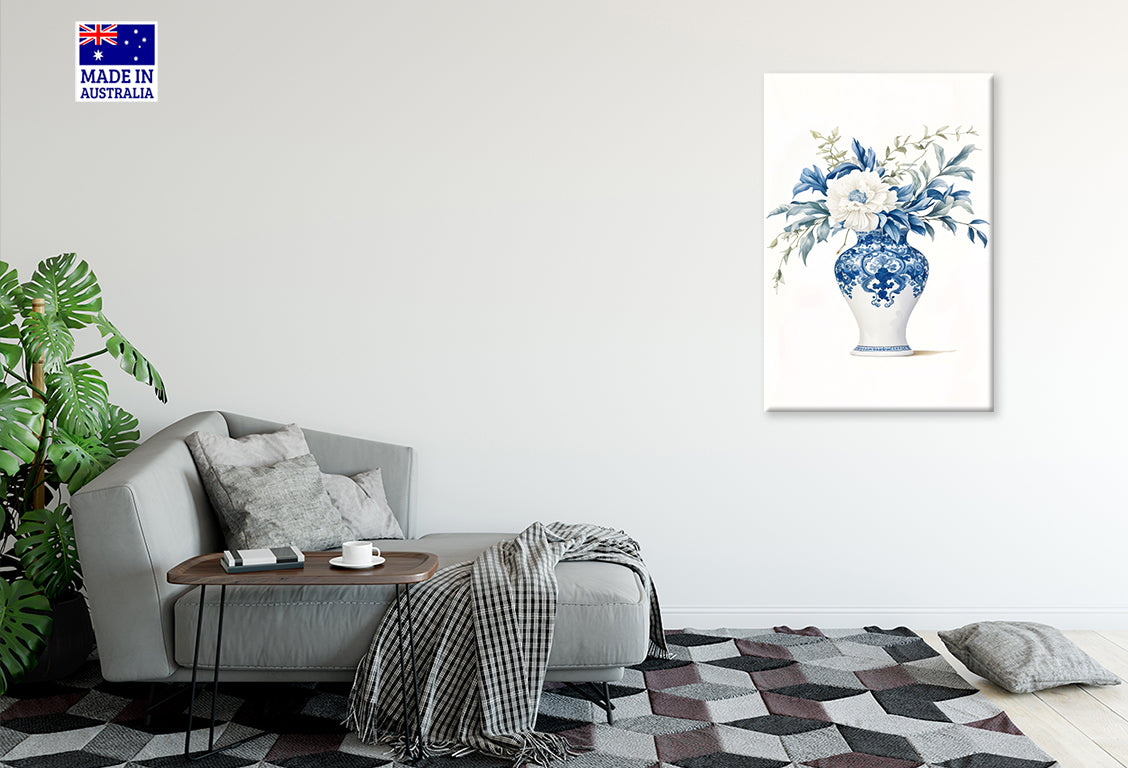 Painting Of a Vase with Flowers in It Print 100% Australian Made 40x60cm Stretched Canvas Ready to Hang