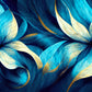 Luxury Teal Gold Floral Petals Wall Art Canvas Office Home Room Framed 80x45cm