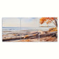 3pcs Fall Trees Scene Ocean Waves Beach Metal Print Ready to Hang Art