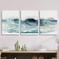 3pcs Ocean waves watercolor painting Metal Print Ready to Hang Art