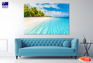 White Sand & Calm Sea for Beach Banner Print 100% Australian Made Stretched Canvas Ready to Hang - BC-119