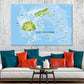 Fiji Islands Highly Physical Map Print 100% Australian Made Stretched Canvas Ready to Hang - MP-119