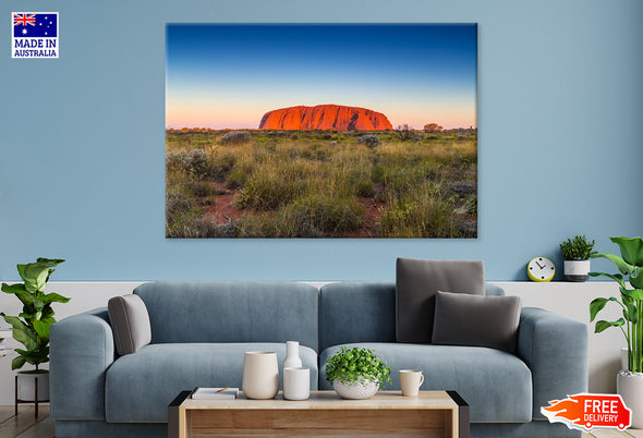 Beautiful view of Uluru, Ayers rock Sunset Print 100% Australian Made Stretched Canvas Ready to Hang - AU-119