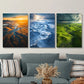 3pcs Hekou Snow Mountain Sunset Aerial Scenery Metal Print Ready to Hang Art