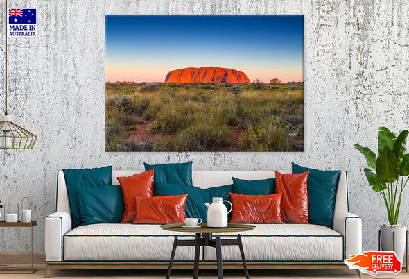 Beautiful view of Uluru, Ayers rock Sunset Print 100% Australian Made Stretched Canvas Ready to Hang - AU-119