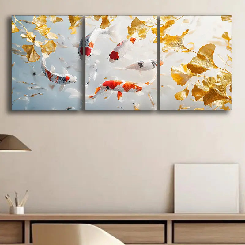 3pcs Colorful koi carp Metal Print Ready to Hang Art