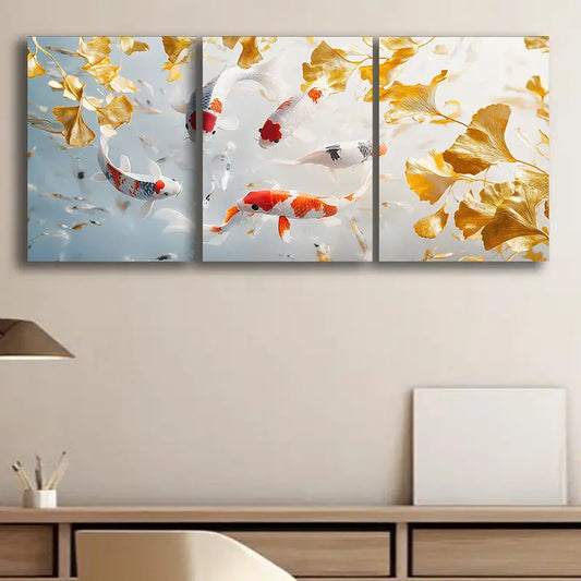 3pcs Colorful koi carp Metal Print Ready to Hang Art