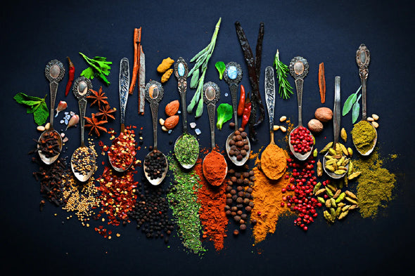 Spices on Spoons Photograph Print 100% Australian Made Stretched Canvas Ready to Hang - KR-101