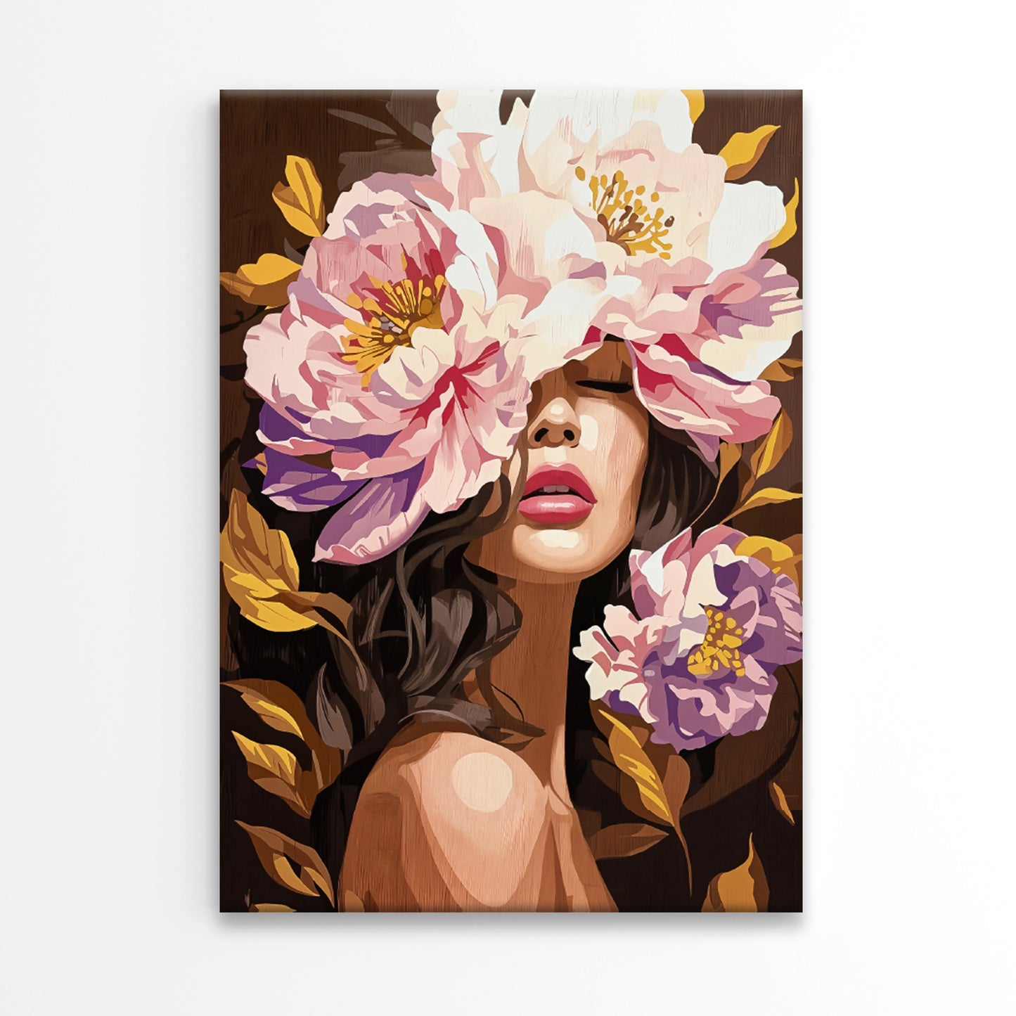 Woman With Flowers on Her Head Print 100% Australian Made 40x60cm Stretched Canvas Ready to Hang