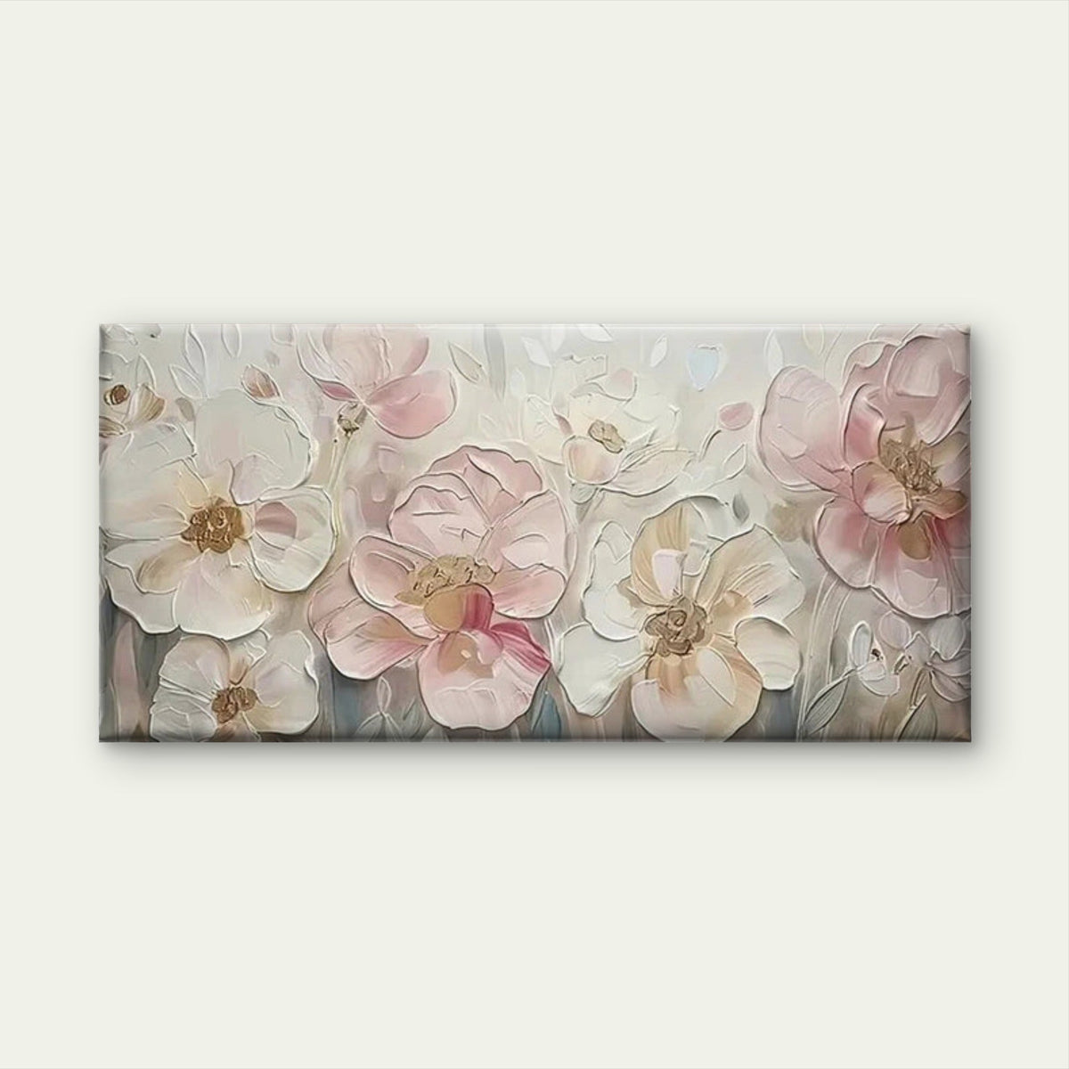 Abstract Art Pink Flowers wall canvas office home room framed 120x60cm
