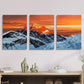 3pcs Mount Everest Sunset Vibrant Orange Metal Print Ready to Hang Art