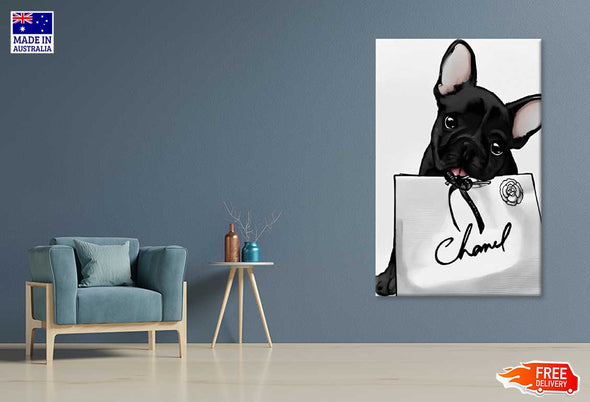 Dog with Fashion Bag Print 100% Australian Made Stretched Canvas Ready to Hang - FS - 115