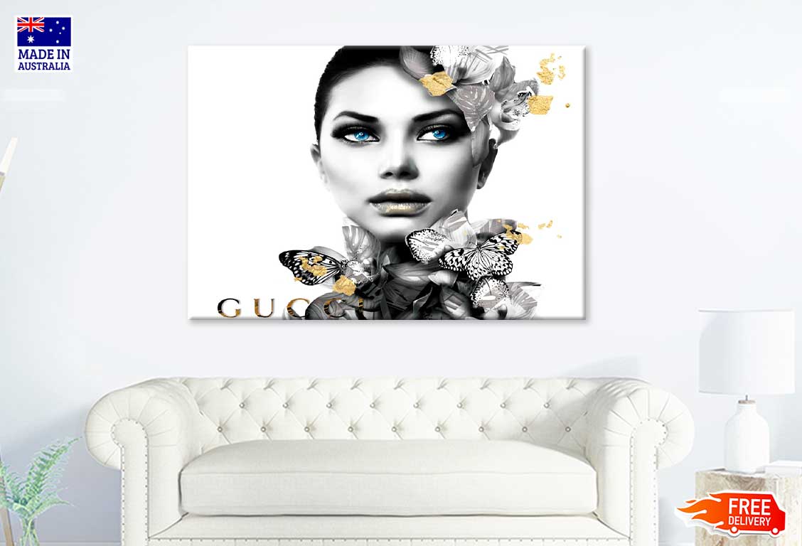 Fashion Girl Gold Design Print 100% Australian Made Stretched Canvas Ready to Hang - FS - 168