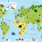 Funny Cartoon World Map Print 100% Australian Made Stretched Canvas Ready to Hang - MP-101