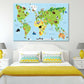 Funny Cartoon World Map Print 100% Australian Made Stretched Canvas Ready to Hang - MP-101