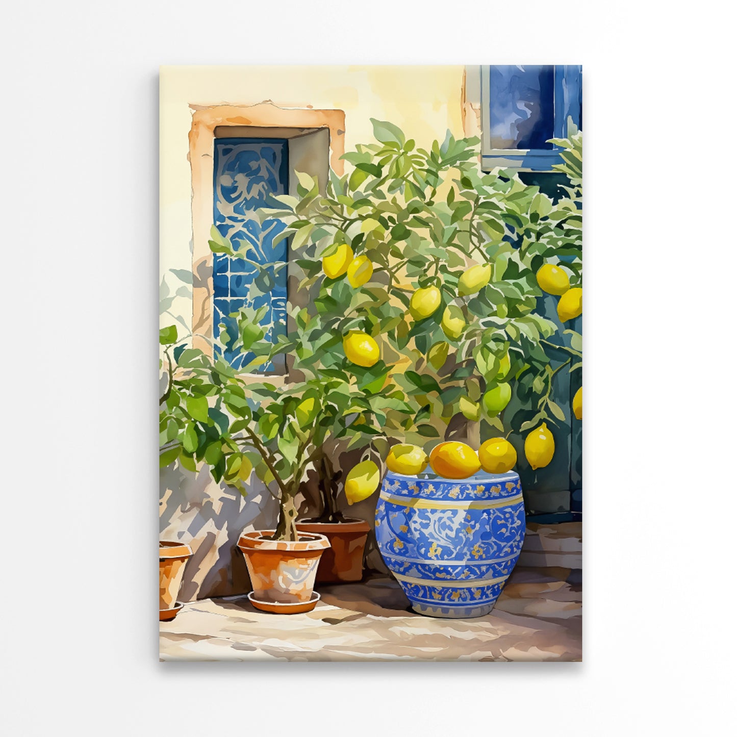 Painting Of a Potted Lemon Tree Print 100% Australian Made 40x60cm Stretched Canvas Ready to Hang