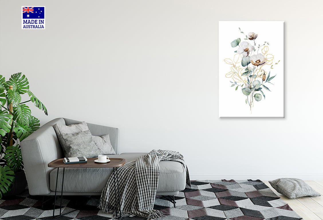 Watercolor Painting of a Bouquet of Flowers Print 100% Australian Made 40x60cm Stretched Canvas Ready to Hang