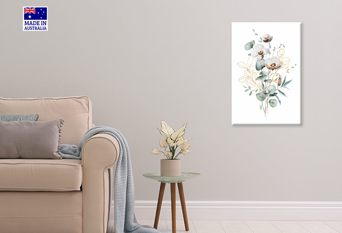 Watercolor Painting of a Bouquet of Flowers Print 100% Australian Made 40x60cm Stretched Canvas Ready to Hang