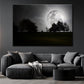 A Full Moon Shining Bright at Night Print 100% Australian Made Stretched Canvas Ready to Hang - BW-101