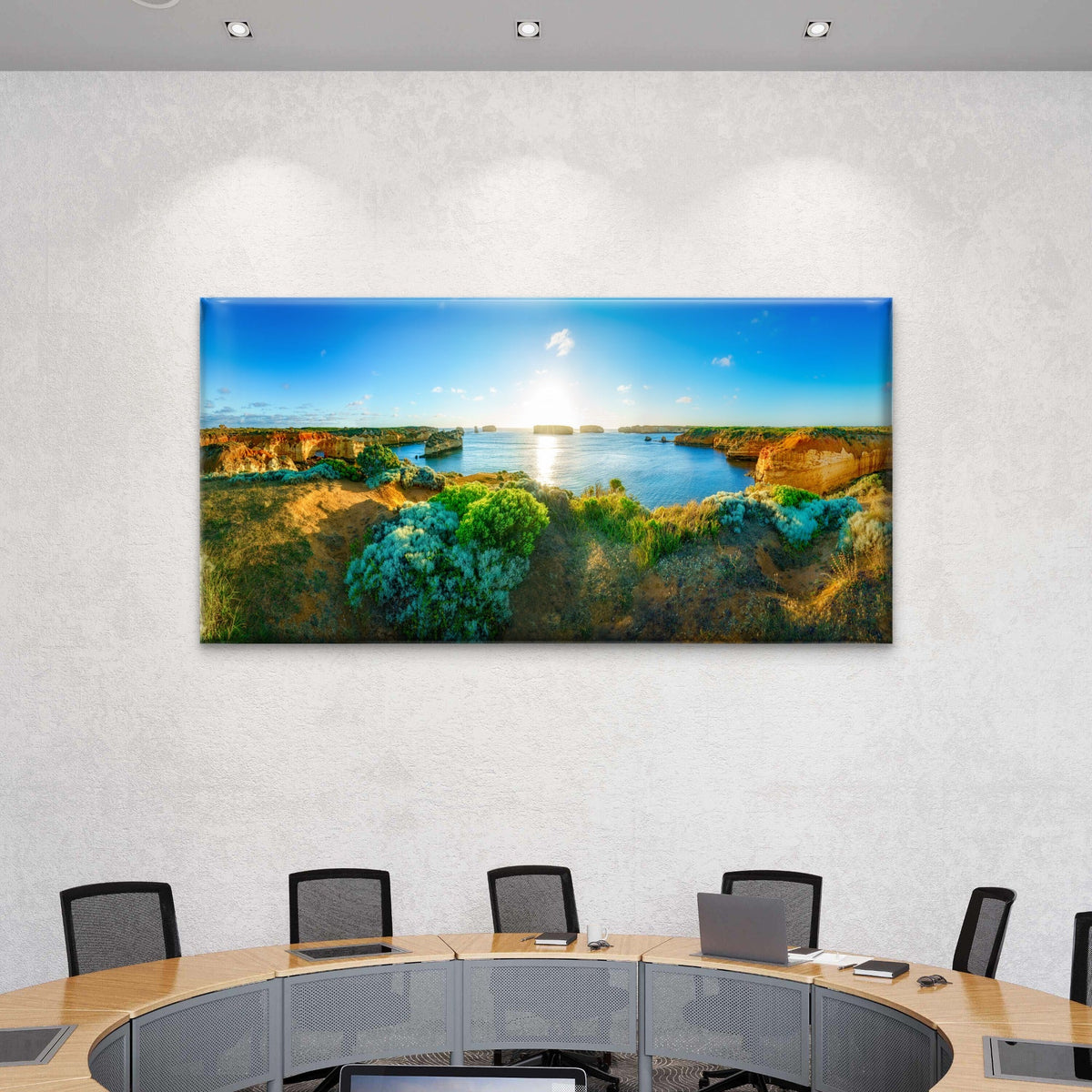 Sunset Island Bay Great Ocean Road Australia Wall Art Canvas Office Home Room Framed 80x45cm