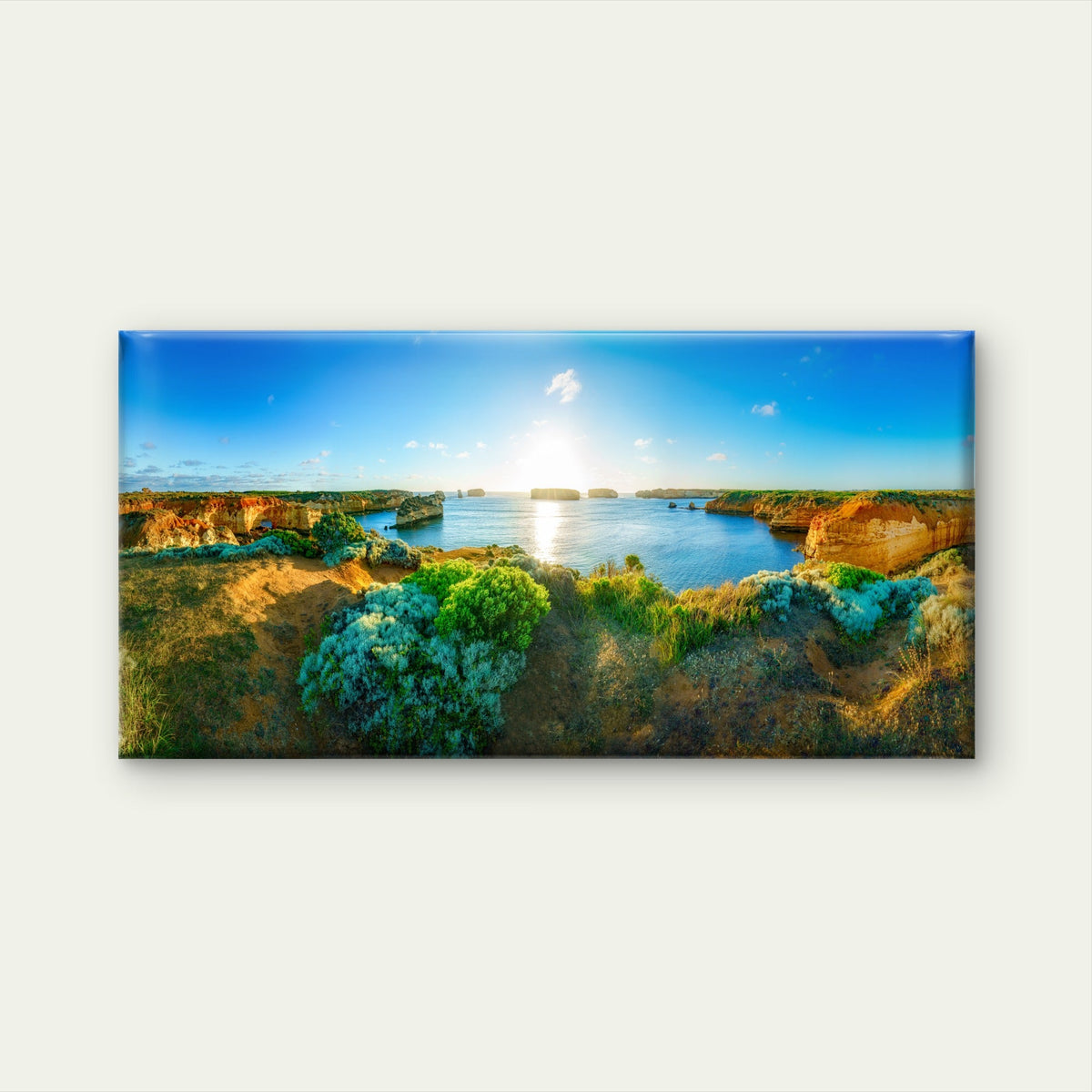 Sunset Island Bay Great Ocean Road Australia Wall Art Canvas Office Home Room Framed 80x45cm