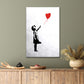 Little Girl with A Red Balloon in The Shape of a Heart Print 100% Australian Made 40x60cm Stretched Canvas Ready to Hang