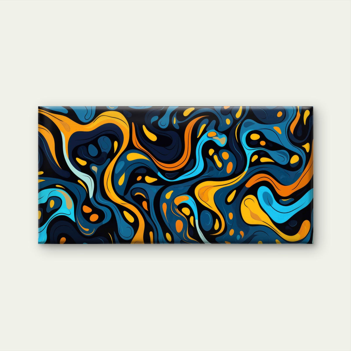 Blue Orange Fluid Liquid Swirl Wall Art Canvas Office Home Room Framed 120x60 cm