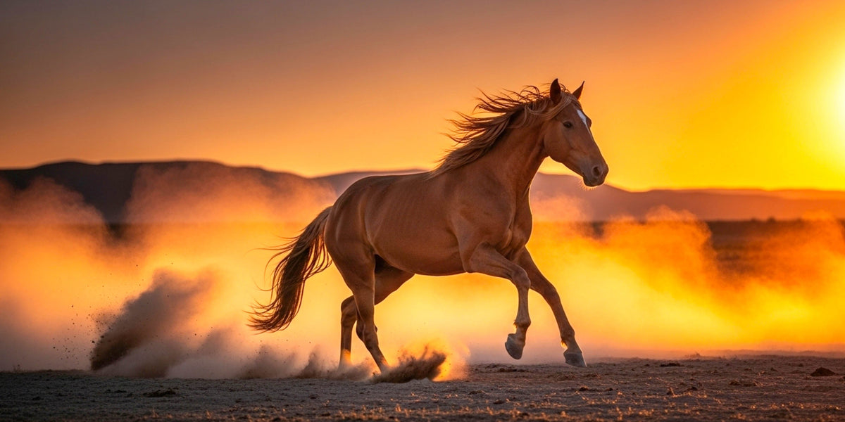 Wild Horse in Utah Desert Dust Wall Art Canvas Office Home Room Framed 120x60cm