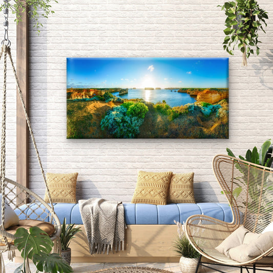 Sunset Island Bay Great Ocean Road Australia Wall Art Canvas Office Home Room Framed 120x60cm