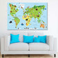 Funny Cartoon World Map Print 100% Australian Made Stretched Canvas Ready to Hang - MP-101