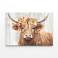 Highland Cow with a Crown of Blooms Print 100% Australian Made 60x40cm Stretched Canvas Ready to Hang