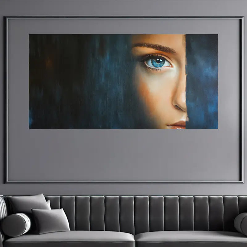 Abstract Half Woman'S Face Wall Art wall canvas office home room framed 120x60cm