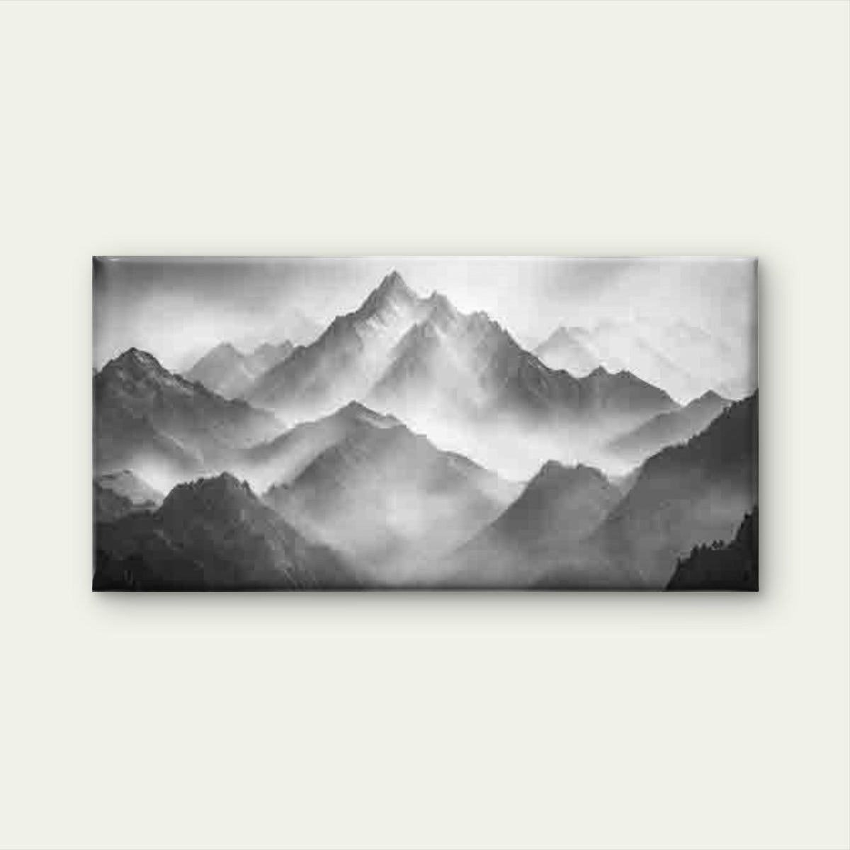 Black & White Snowy Mountain Wall Art Canvas Office Home Room Framed 120x60cm