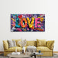 Colorful Graffiti LOVE Text Wall Art Canvas Office Home Room Framed 80x45cm