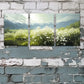 3pcs Serene Elderberry Bush with White Flowers in Meadow Metal Print Ready to Hang Art