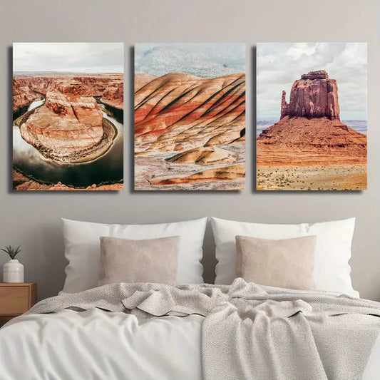 3pcs Antelope Canyon & Horseshoe Bend National Park Metal Print Ready to Hang Art