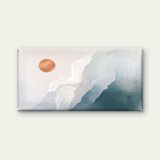 Abstract Teal Terracotta Sun Mountain Wall Art Canvas Office Home Framed 80x45