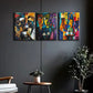 3pcs Abstract Coffee Drinking Scenes Metal Print Ready to Hang Art