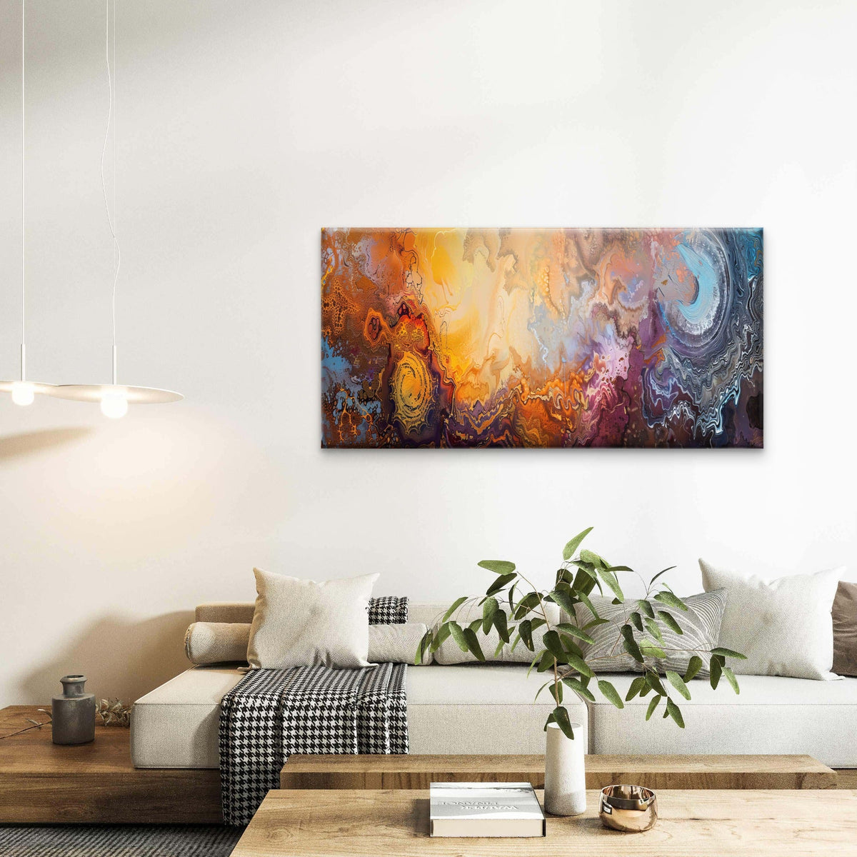 Abstract Fluid Art Painting Wall Art Canvas Office Home Room Framed 120x60cm