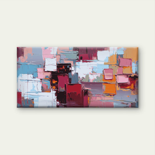 Abstract Color Block Palette Wall Art Canvas Office Home Room Framed 80x45cm