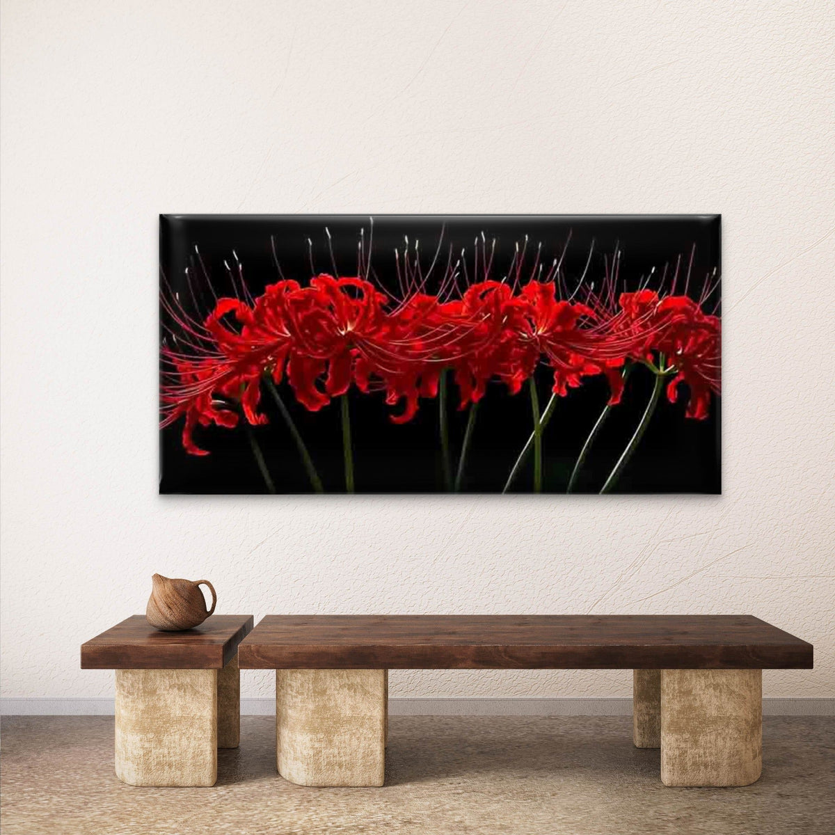 Featuring Red Blooms Wall Art Canvas Office Home Room Framed 120x60cm